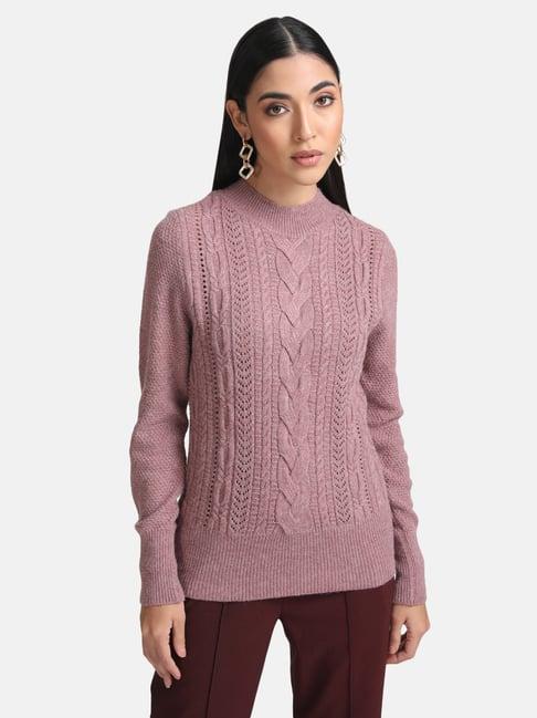 kazo mauve cable knit pullover