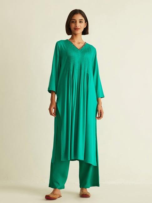 ancestry green straight kurta