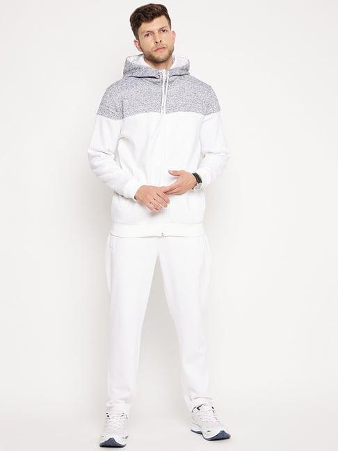 edrio white regular fit colour-block tracksuits