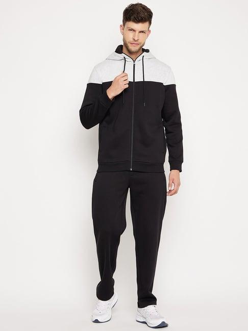 edrio black regular fit colour-block tracksuits