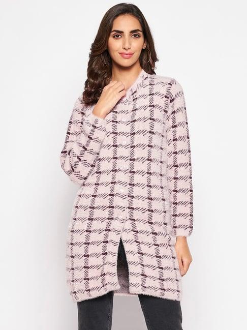 crozo by cantabil pink check cardigans