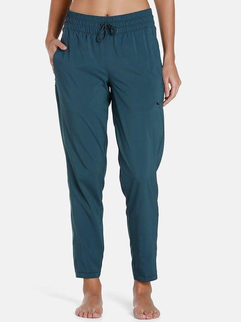 puma teal regular fit studio trackpants