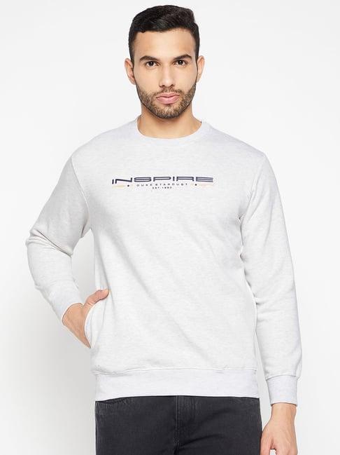 duke light grey melange regular fit printed sweatshirt