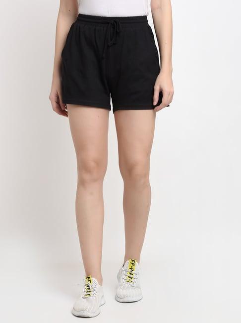 brinns black regular fit mid rise shorts