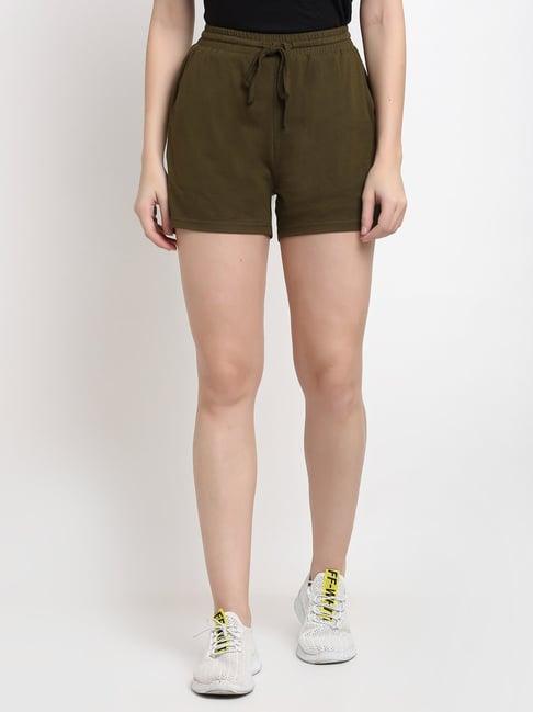 brinns olive regular fit mid rise shorts