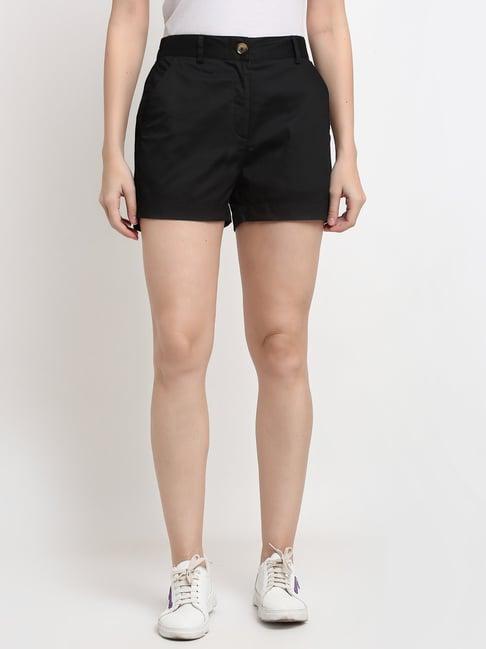 brinns black regular fit mid rise shorts