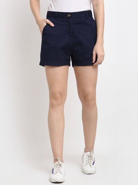 brinns navy regular fit mid rise shorts