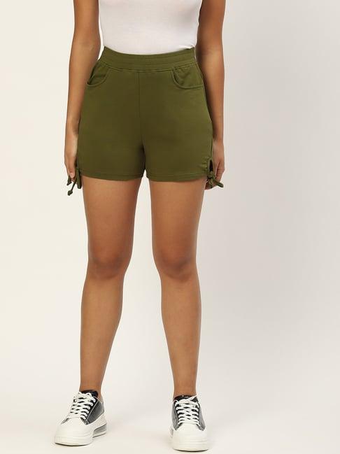 brinns olive regular fit mid rise shorts