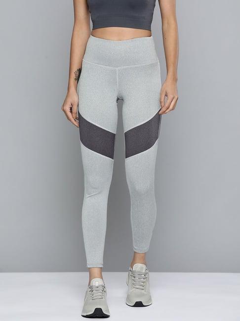 alcis grey color-block mid rise cropped sport tights