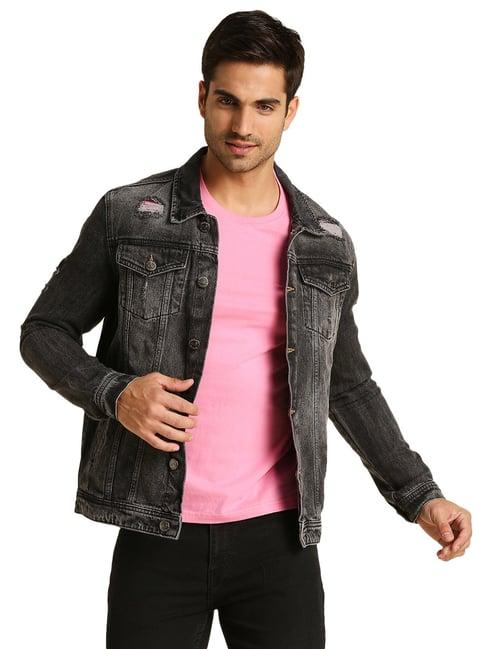 high star charcoal slim fit denim jacket