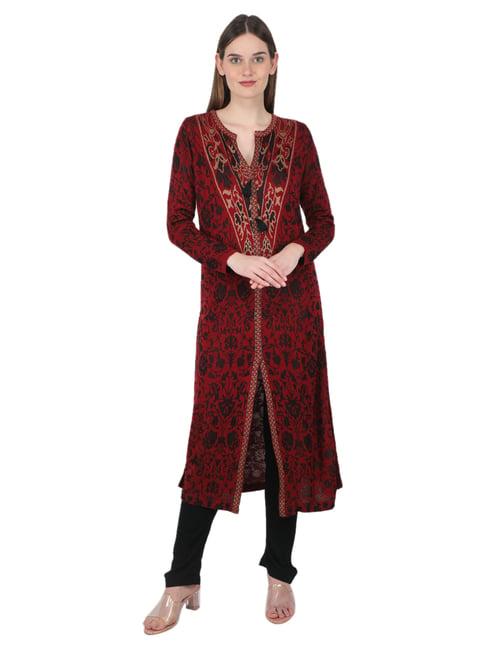 monte carlo maroon & black wool kurta pant set