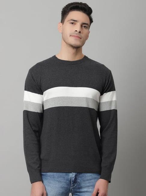 cantabil charcoal regular fit round neck sweater