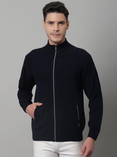 cantabil navy regular fit high neck sweater