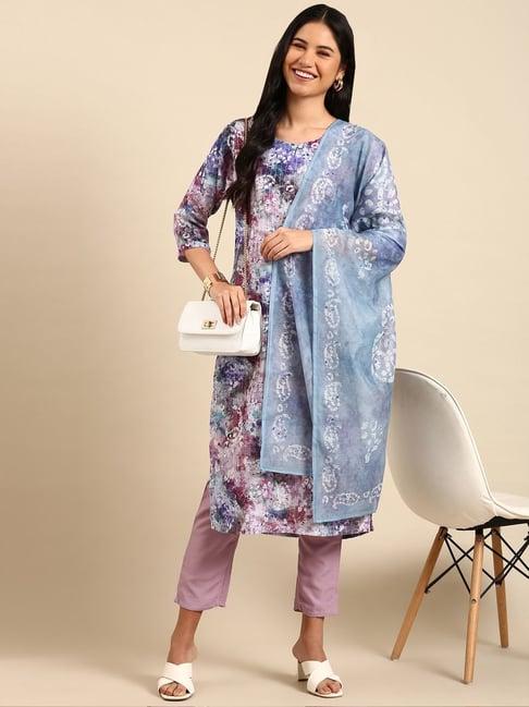 showoff multicolored tie & dye kurta pant set with dupatta