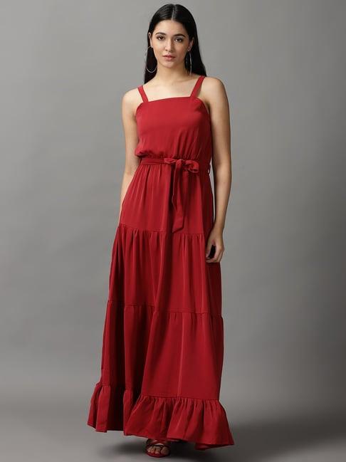 showoff maroon maxi dress