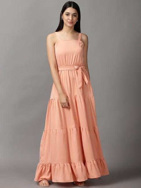 showoff peach maxi dress