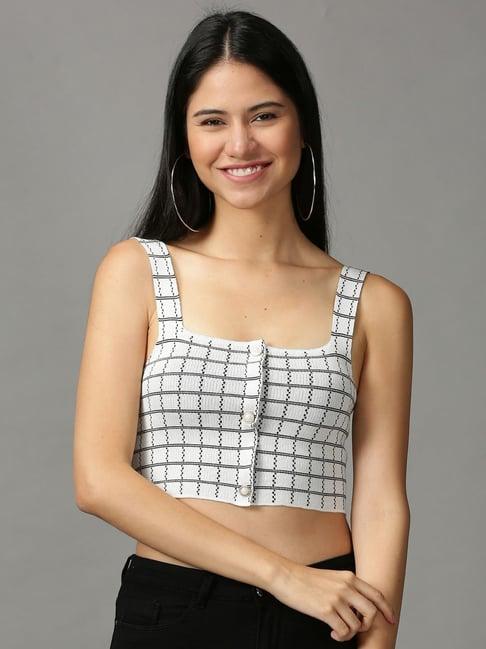 showoff grey chequered top