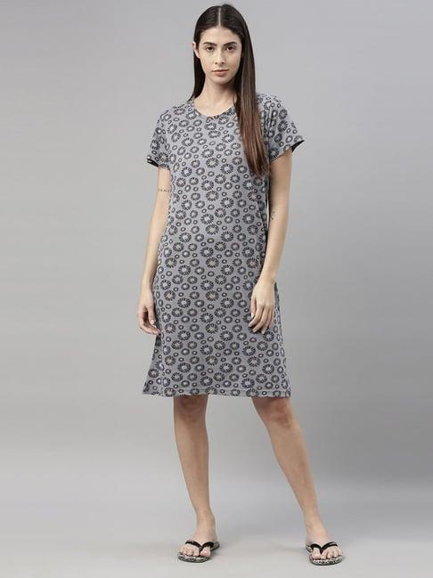 kryptic grey printed night dress