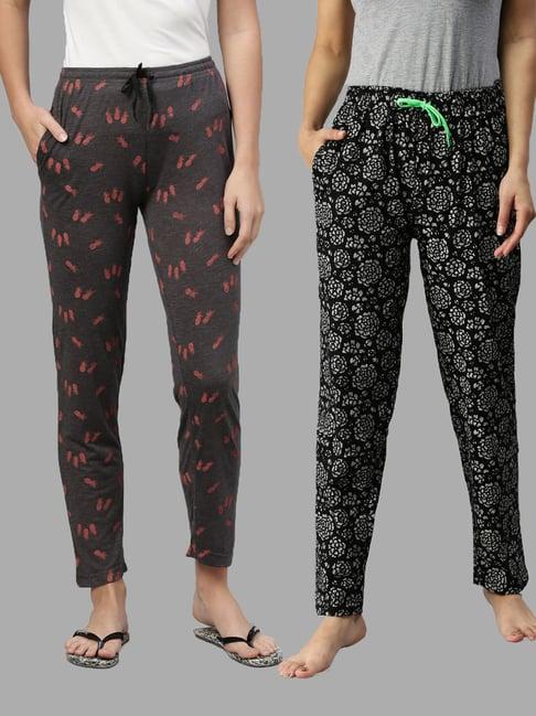 kryptic black & dark grey printed pyjamas - pack of 2