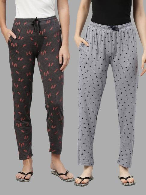 kryptic grey & dark grey printed pyjamas - pack of 2