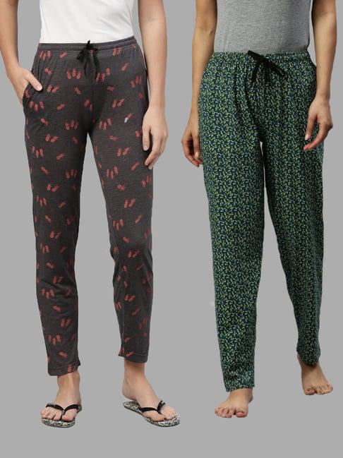 kryptic green & dark grey printed pyjamas - pack of 2