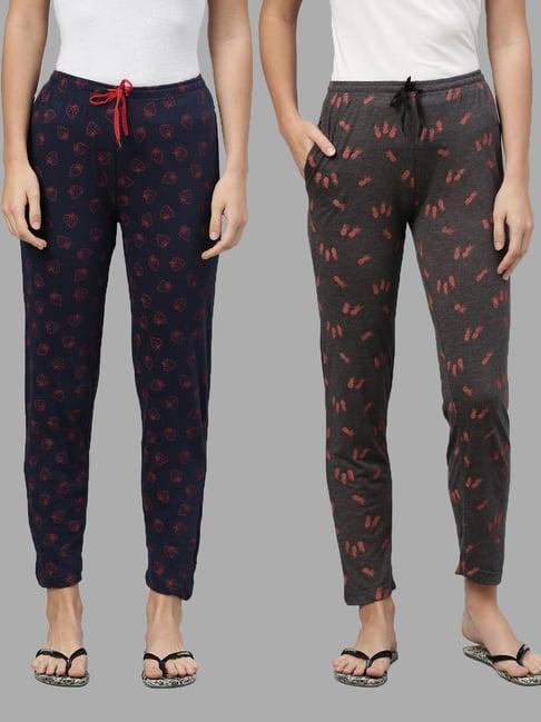 kryptic dark grey & blue printed pyjamas - pack of 2