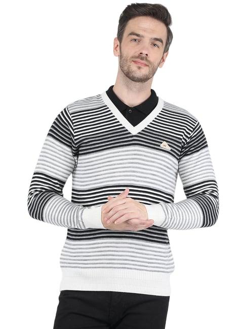 monte carlo multicolor regular fit v neck self design sweater