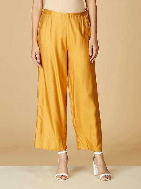 fabindia mustard regular fit palazzos