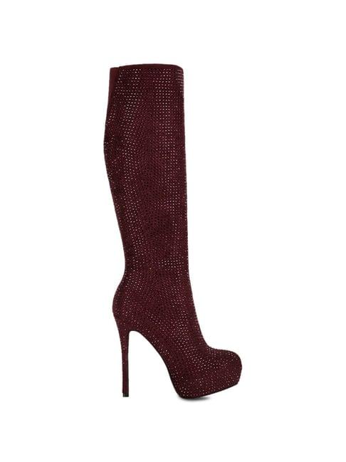 london rag women's burgundy stiletto booties