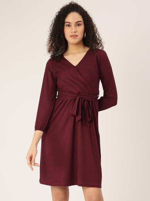 brinns burgundy mini wrap dress