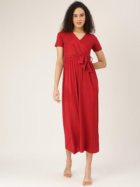 brinns maroon midi wrap dress