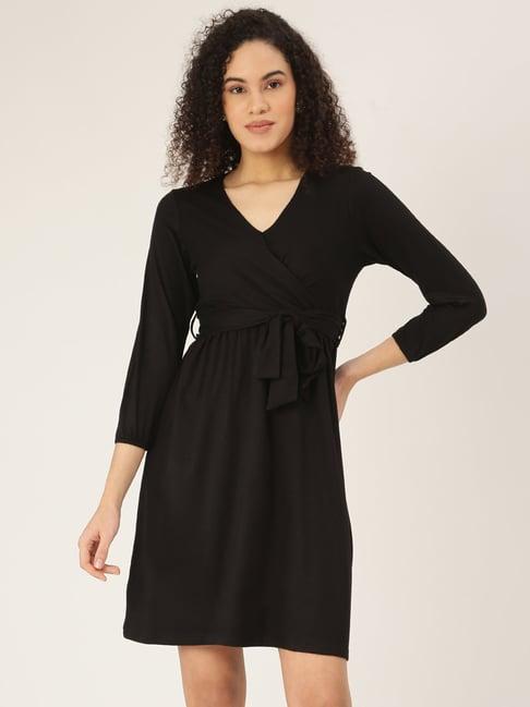 brinns black mini wrap dress