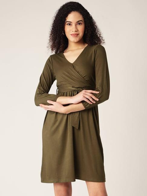 brinns olive mini wrap dress