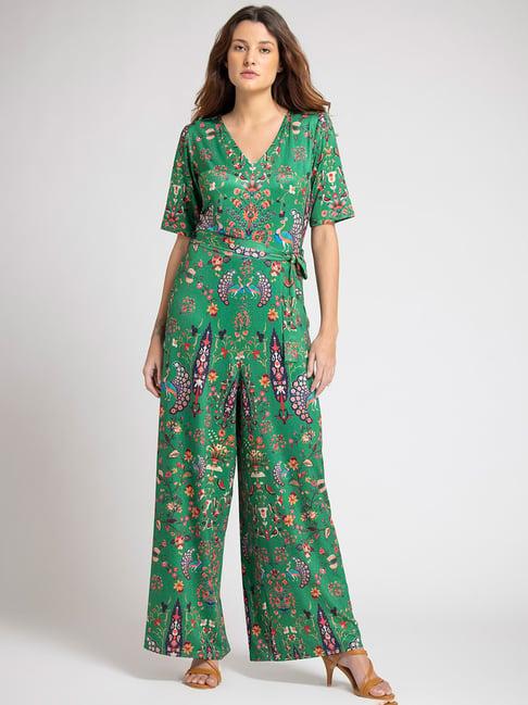 shaye green floral print jumpsuit