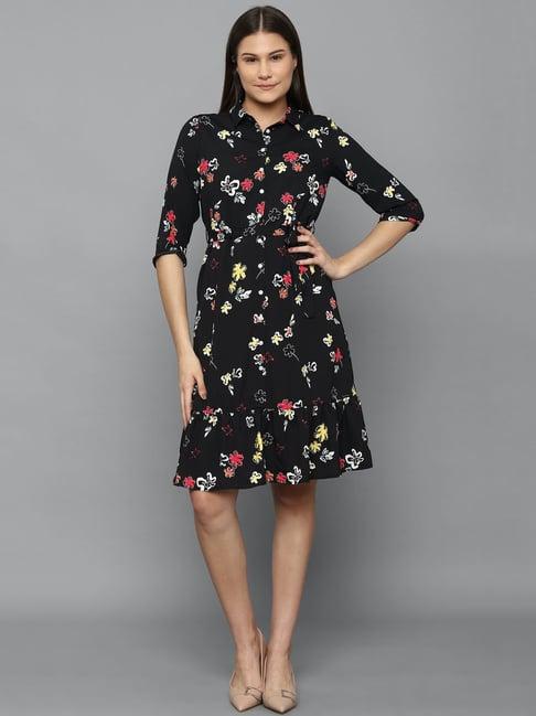 allen solly black printed shirt dress