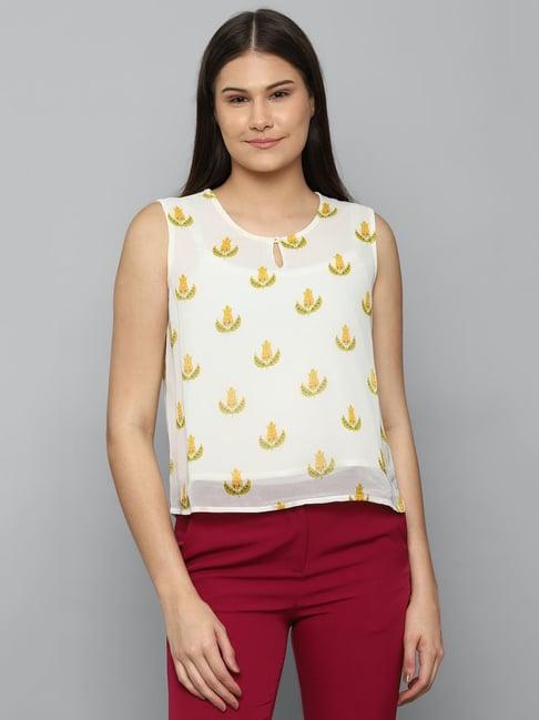 allen solly white printed box top