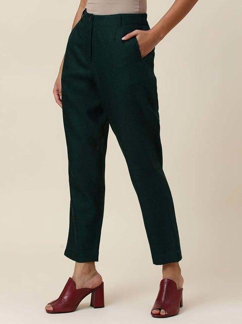 fabindia green mid rise pants