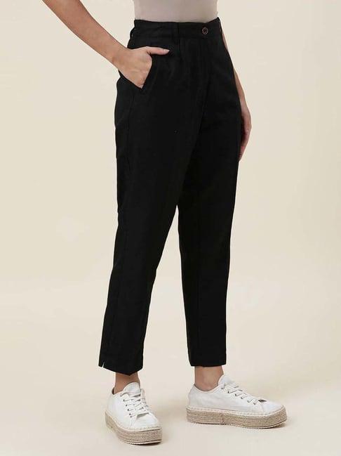 fabindia black mid rise pants