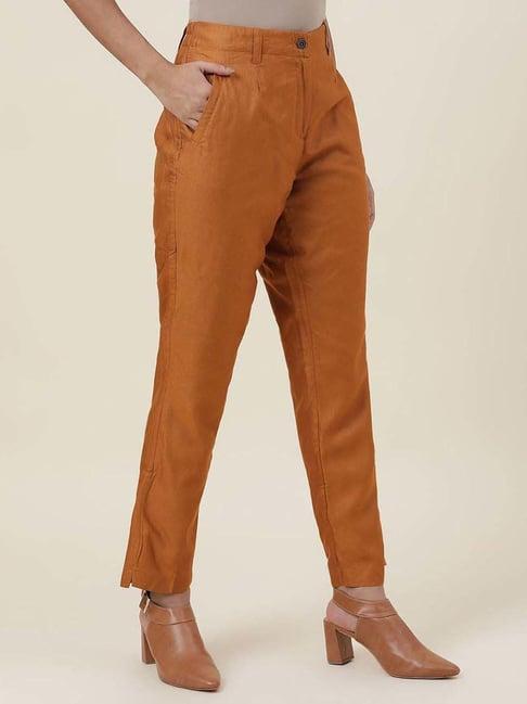 fabindia mustard mid rise pants