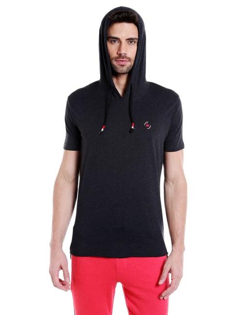 masculino latino black cotton regular fit hooded t-shirt