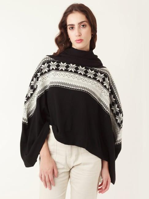 zink london black geometric poncho