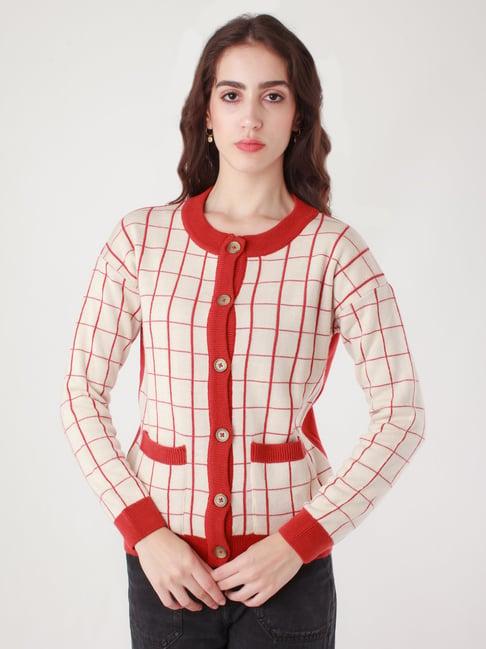 zink london red check cardigan