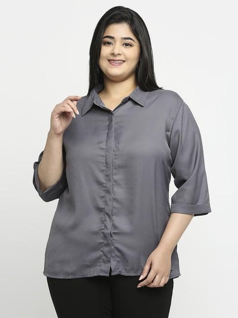 style quotient grey regular fit shirt