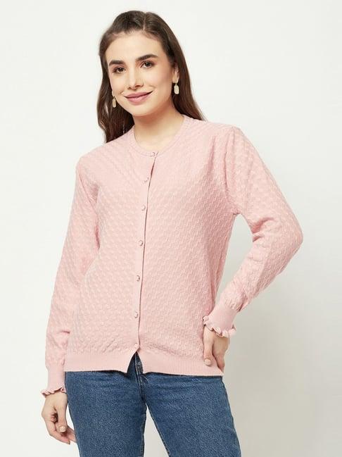 crimsoune club pink self pattern cardigan