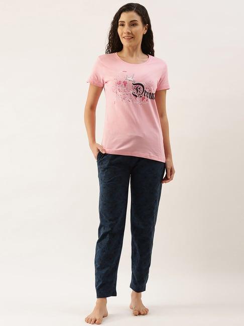 kryptic pink & teal printed t-shirt with pyjamas