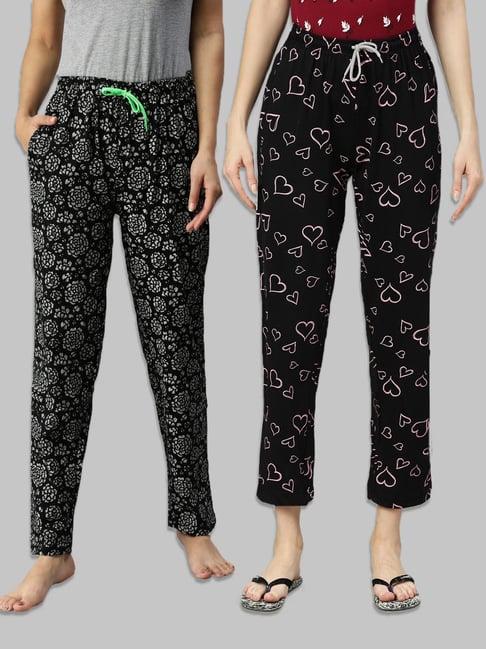 kryptic black printed pyjamas - pack of 2