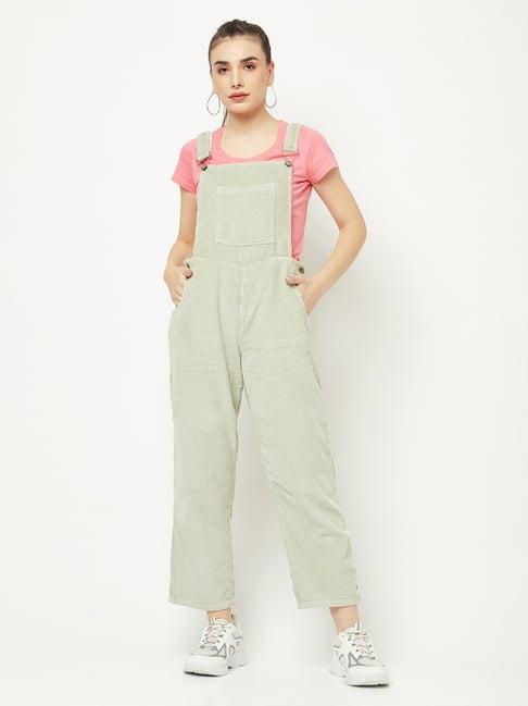 crimsoune club green cotton self pattern dungaree