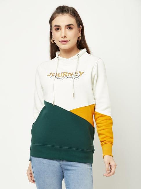 crimsoune club white & green color-block sweatshirt