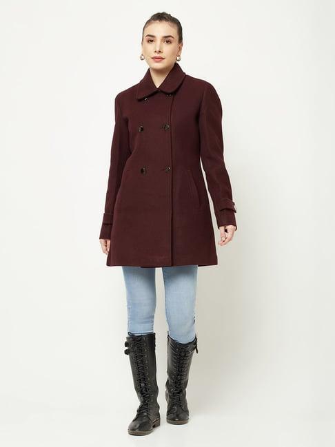 crimsoune club maroon full sleeves over-coat