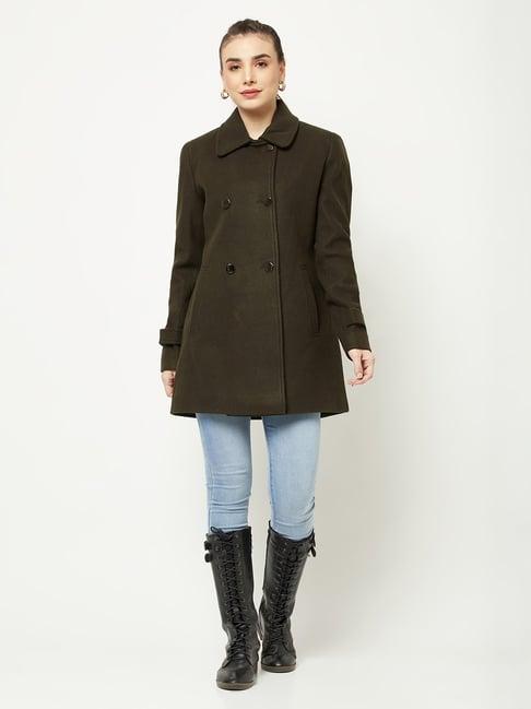 crimsoune club olive green full sleeves over-coat